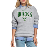 Milwaukee Bucks Starter Women's Arch Stripe Fleece Crewneck Sweatshirt - Gray on sale
