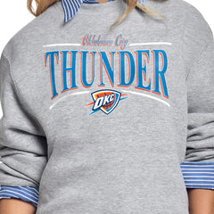 Oklahoma City Thunder Starter Women's Arch Stripe Fleece Crewneck Sweatshirt - Gray shop