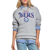 Philadelphia 76ers Starter Women's Arch Stripe Fleece Crewneck Sweatshirt - Gray on sale