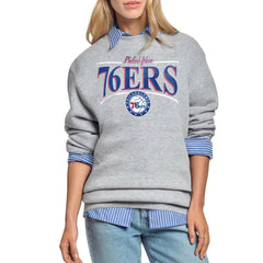 Philadelphia 76ers Starter Women's Arch Stripe Fleece Crewneck Sweatshirt - Gray on sale