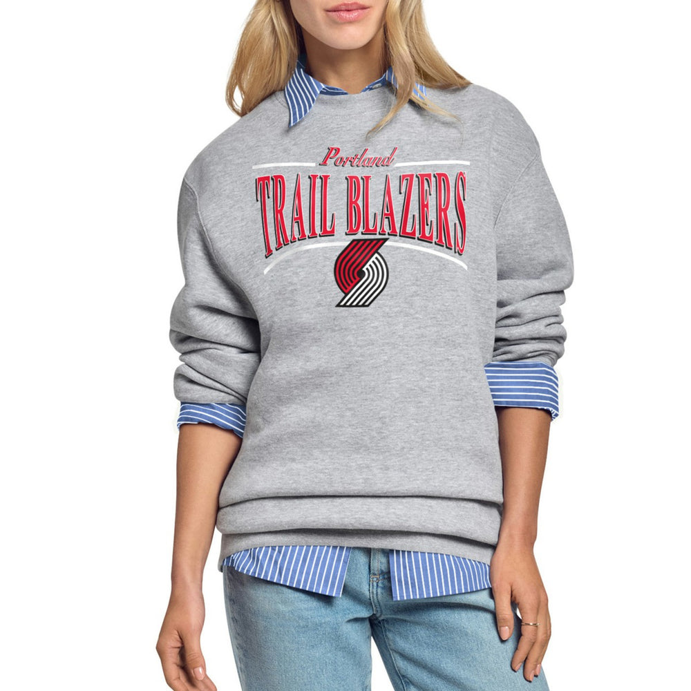 Portland Trail Blazers Starter Women's Arch Stripe Fleece Crewneck Sweatshirt - Gray sale