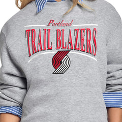 Portland Trail Blazers Starter Women's Arch Stripe Fleece Crewneck Sweatshirt - Gray sale