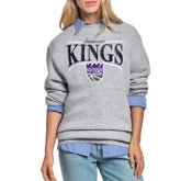 Sacramento Kings Starter Women's Arch Stripe Fleece Crewneck Sweatshirt - Gray for sale