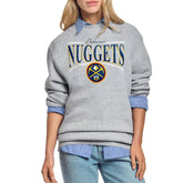 Denver Nuggets Starter Women's Arch Stripe Fleece Crewneck Sweatshirt sale - Gray discount