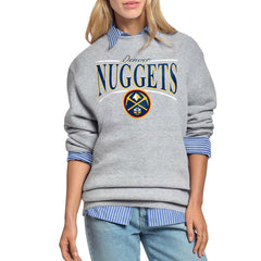 Denver Nuggets Starter Women's Arch Stripe Fleece Crewneck Sweatshirt sale - Gray discount