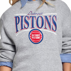 Detroit Pistons Starter Women's Arch Stripe Fleece Crewneck Sweatshirt sale - Gray discount
