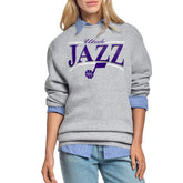 Utah Jazz Starter Women's Arch Stripe Fleece Crewneck Sweatshirt - Gray on sale