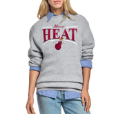 Miami Heat Starter Women's Arch Stripe Fleece Crewneck Sweatshirt - Gray outlet