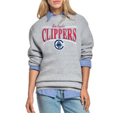 LA Clippers Starter Women's Arch Stripe Fleece Crewneck Sweatshirt - Gray on sale