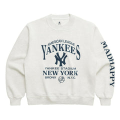 New York Yankees Madhappy Unisex High Rib Sweatshirt - Heather Gray