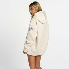 New York Yankees The Wild Collective Women's Oversized Cord Hoodie - Cream