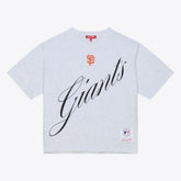 San Francisco Giants Women's Script Cropped Boxy T-Shirt - Heather Gray | Mitchell & Ness