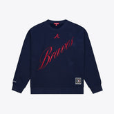 Atlanta Braves Women's Script Sweatshirt - Navy | Mitchell & Ness