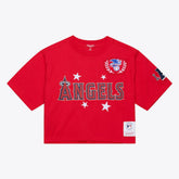 Los Angeles Angels Women's Pep Rally Cropped Boxy T-Shirt - Red | Mitchell & Ness