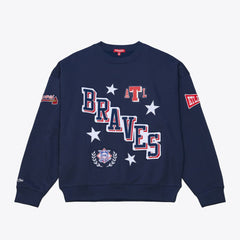 Atlanta Braves Women's Pep Rally Sweatshirt - Navy | Mitchell & Ness