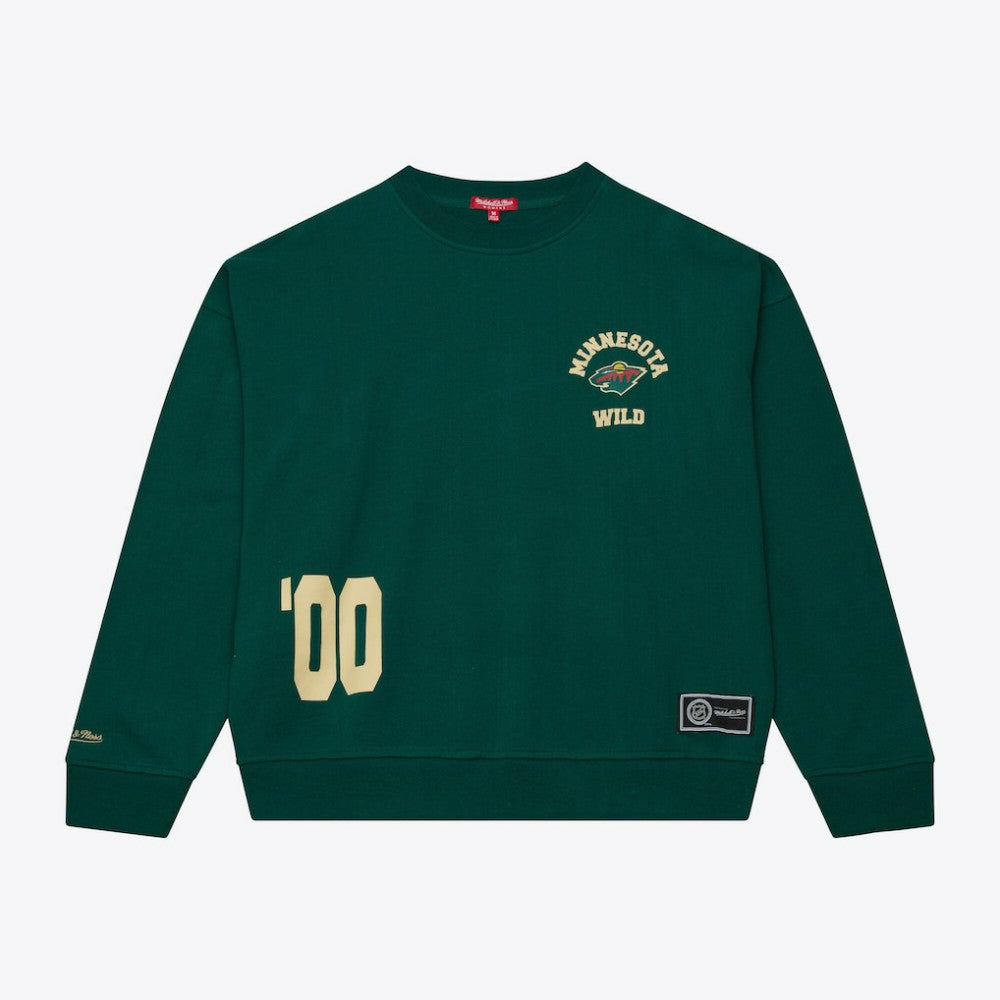 Minnesota Wild Mitchell & Ness Women's Crewneck Sweatshirt Green