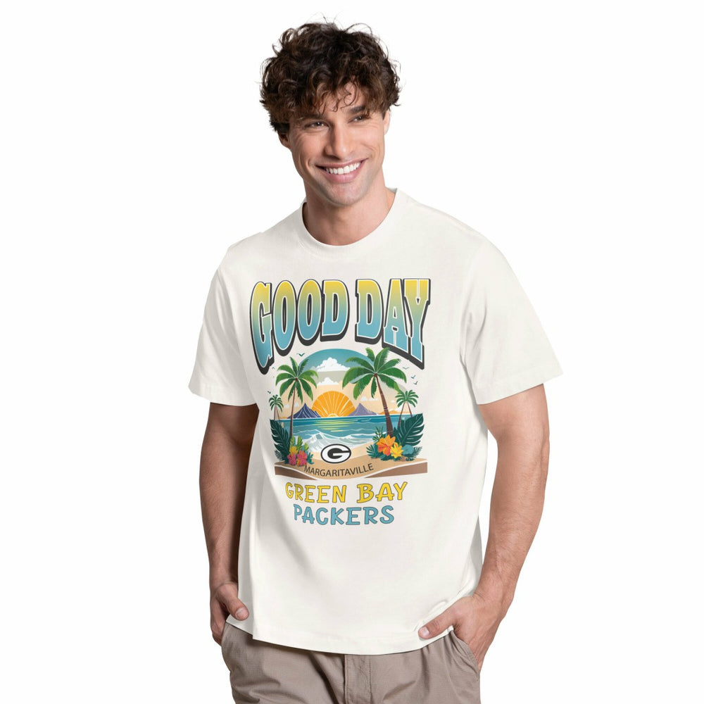 Green Bay Packers Margaritaville Good Day T-Shirt - Cream on sale