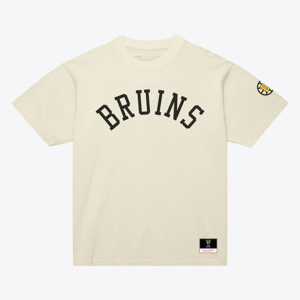 Boston Bruins Mitchell & Ness Unisex Arched Team T-Shirt Cream