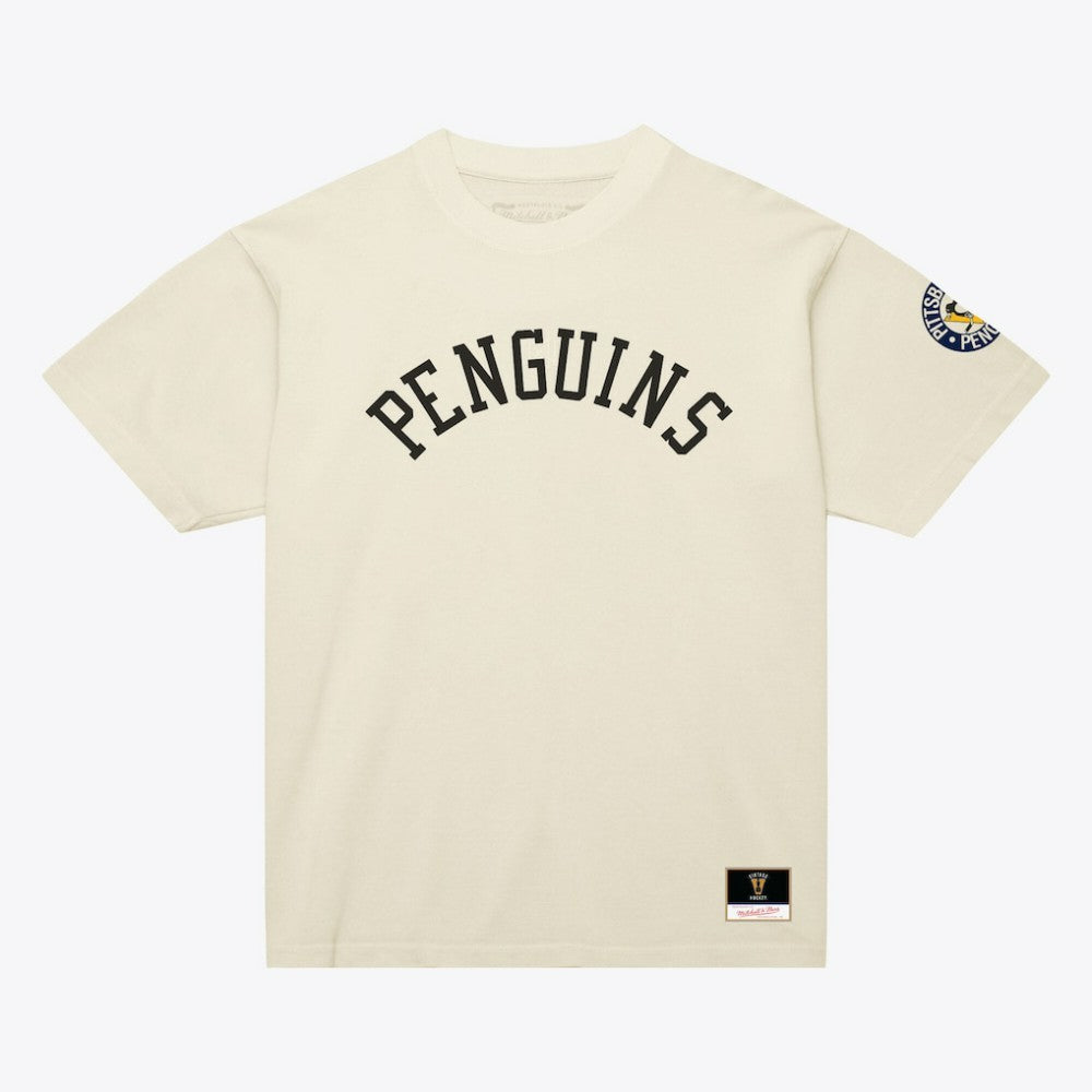 Pittsburgh Penguins Mitchell & Ness Unisex Arched Team T-Shirt Cream