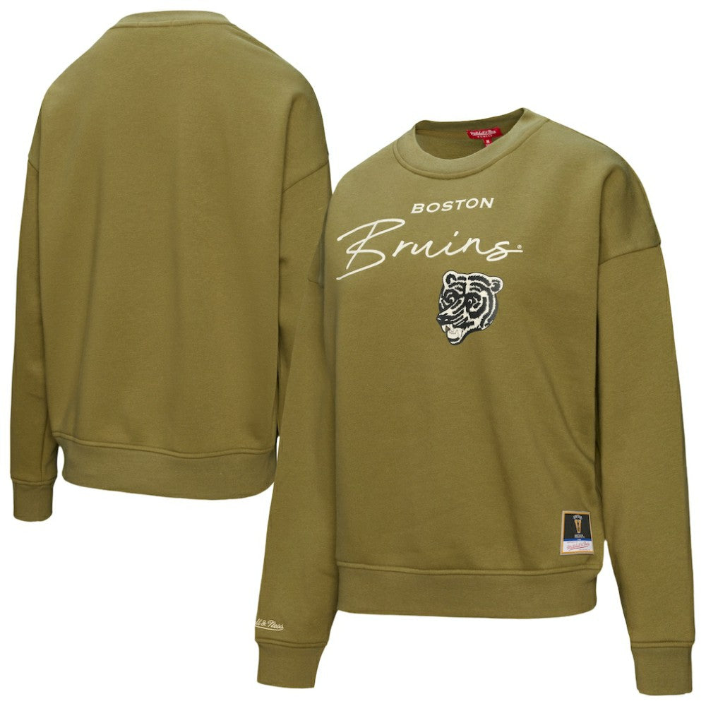 Boston Bruins Mitchell & Ness Women's Fleece Sweatshirt Hunter Green