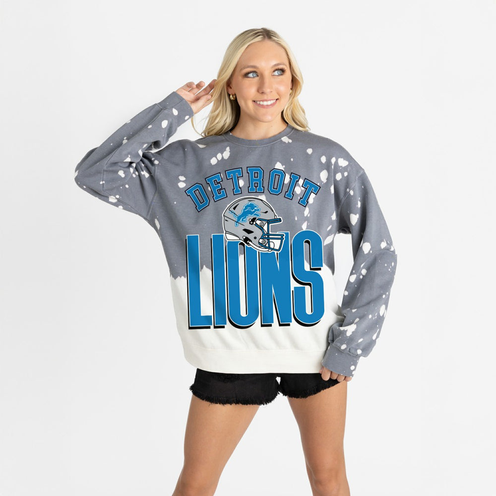 Detroit Lions Gameday Couture Women's Arch Rivals Faded Wash Sweatshirt - Gray cheap