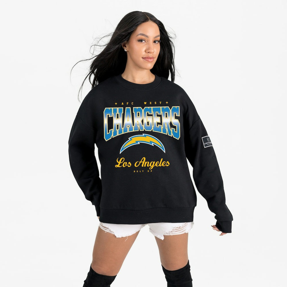 Los Angeles Chargers Gameday Couture Women's Powerhouse Play Premium Fleece Sweatshirt - Black outlet