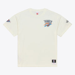 Oklahoma City Thunder Hardwood Classics Chainstitch Premium T-Shirt - Cream | Mitchell & Ness discount