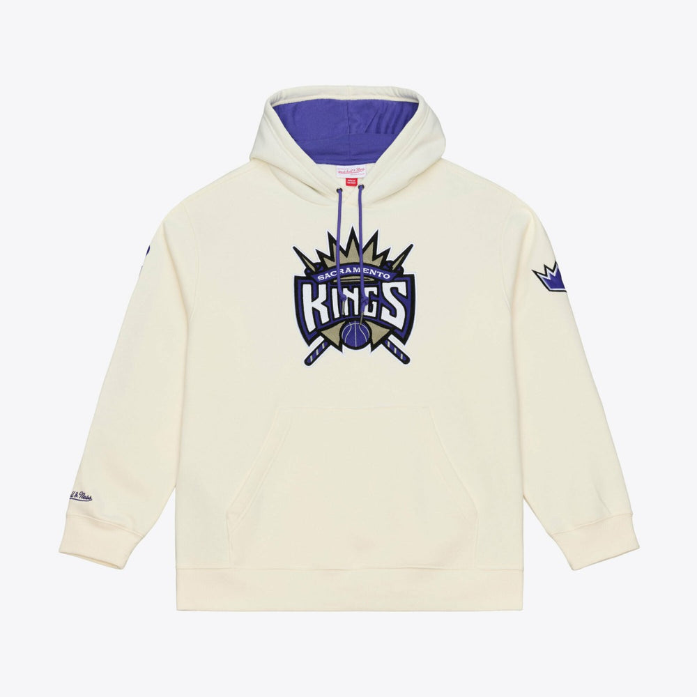 Sacramento Kings Hardwood Classics Chainstitch Premium Fleece Hoodie - Cream | Mitchell & Ness discount