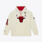 Chicago Bulls Hardwood Classics Chainstitch Premium Fleece Hoodie - Cream | Mitchell & Ness on sale