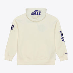 Utah Jazz Hardwood Classics Chainstitch Premium Fleece Hoodie - Cream | Mitchell & Ness outlet