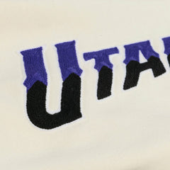 Utah Jazz Hardwood Classics Chainstitch Premium Fleece Hoodie - Cream | Mitchell & Ness outlet