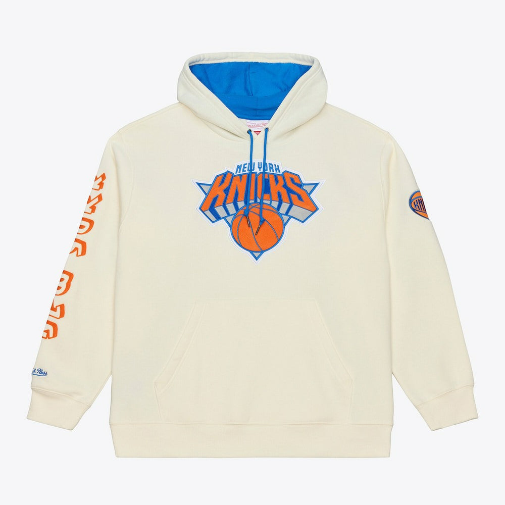 New York Knicks Hardwood Classics Chainstitch Premium Fleece Hoodie - Cream | Mitchell & Ness cheap