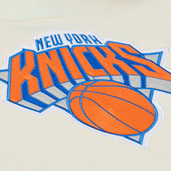 New York Knicks Hardwood Classics Chainstitch Premium Fleece Hoodie - Cream | Mitchell & Ness cheap