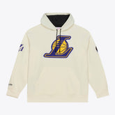 Los Angeles Lakers Hardwood Classics Chainstitch Premium Fleece Hoodie - Cream | Mitchell & Ness shop