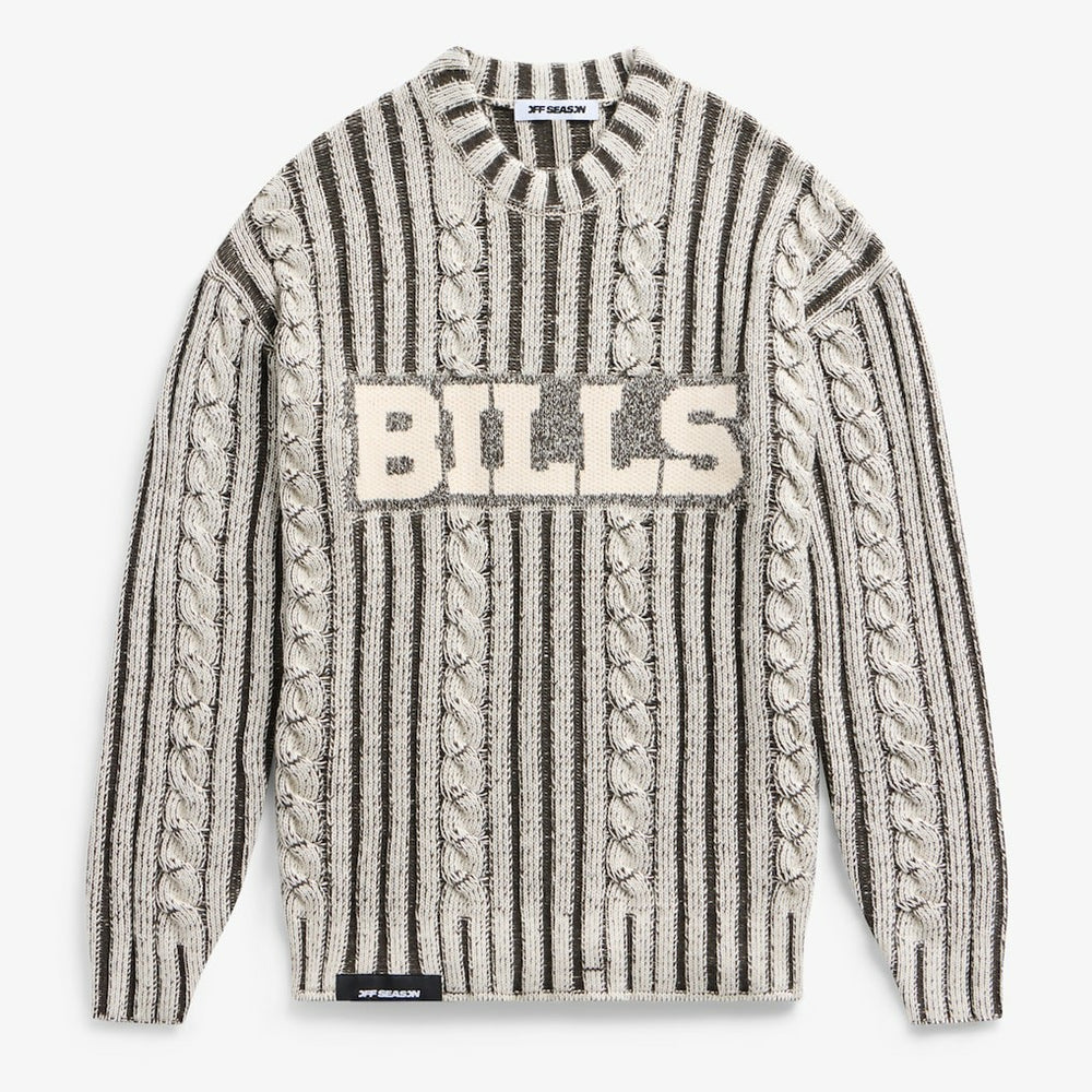 Buffalo Bills Off Season x NFL Unisex Cable Knit Sweater - Cream/Gray online