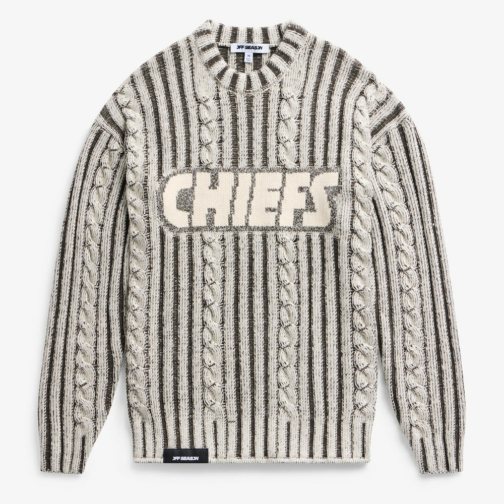 Kansas City Chiefs Off Season x NFL Unisex Cable Knit Sweater - Cream/Gray outlet