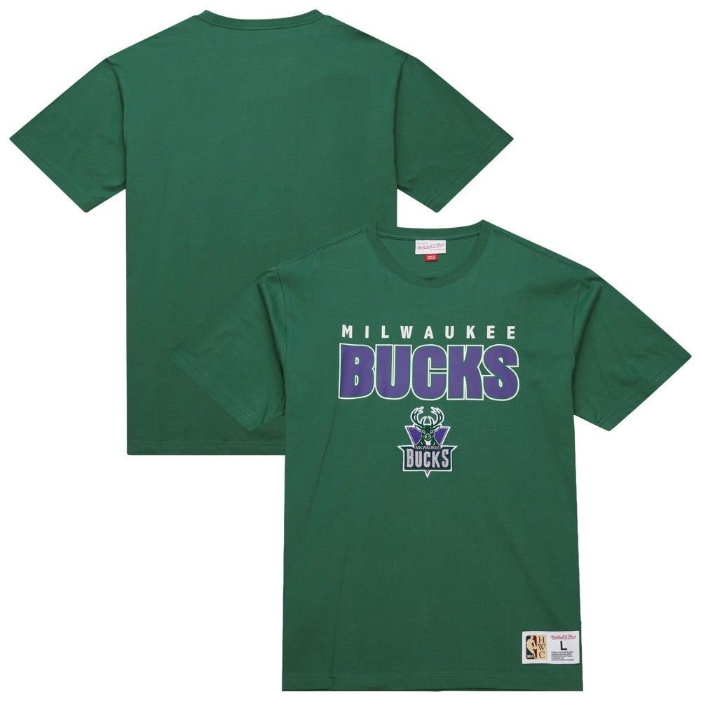 Milwaukee Bucks Hardwood Classics Throw It Back Premium T-Shirt - Green | Mitchell & Ness online