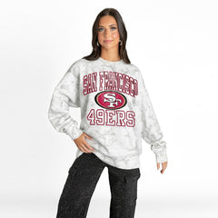 San Francisco 49ers Gameday Couture Women's Whiteout Oversized Premium Fleece Sweatshirt - Arctic Camo for sale