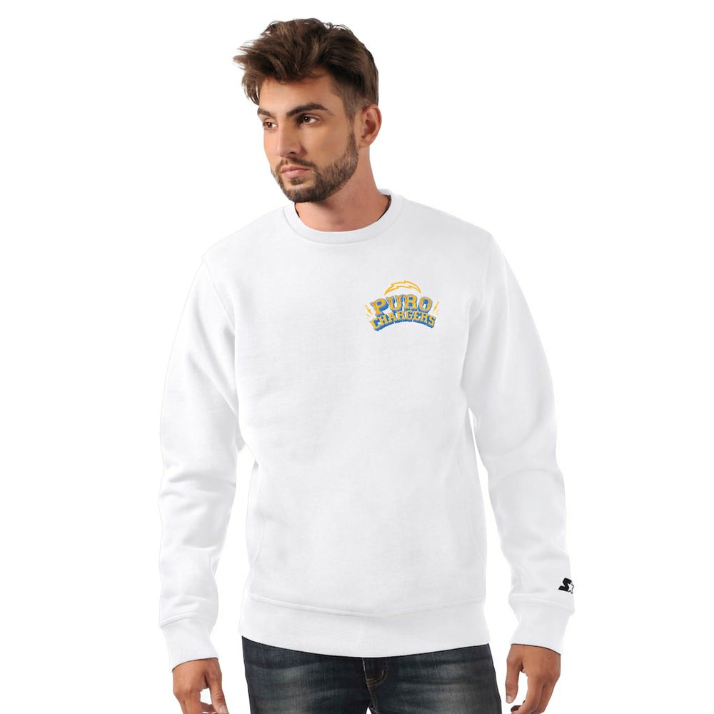 Los Angeles Chargers Starter Classic Puro Crew Neck Sweatshirt - White outlet