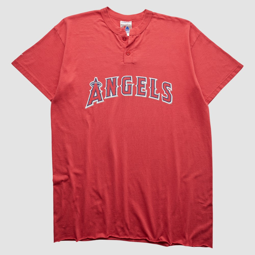 Los Angeles Angels Majestic 2000s T-Shirt - Red Vintage