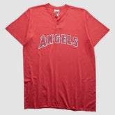 Los Angeles Angels Majestic 2000s T-Shirt - Red Vintage
