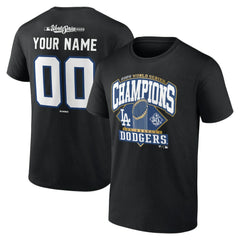 Los Angeles Dodgers 2025 World Series Champions Custom Name & Number T-Shirt - Black