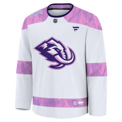 Utah Mammoth Fanatics Hockey Fights Cancer Survivor Practice Jersey White