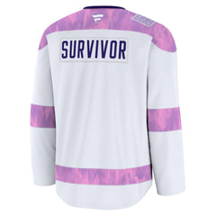 Utah Mammoth Fanatics Hockey Fights Cancer Survivor Practice Jersey White