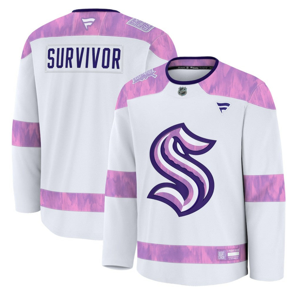 Seattle Kraken Fanatics Hockey Fights Cancer Survivor Practice Jersey White