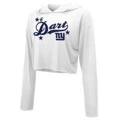 Jaxson Dart New York Giants Majestic Threads Women's Glitter Wordmark Hoodie - White for sale