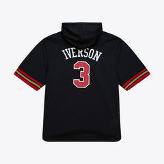 Allen Iverson Philadelphia 76ers Mesh Name & Number Short Sleeve Hoodie - Black | Mitchell & Ness outlet