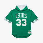Larry Bird Boston Celtics Mesh Name & Number Short Sleeve Hoodie - Kelly Green | Mitchell & Ness online