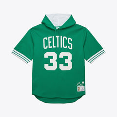 Larry Bird Boston Celtics Mesh Name & Number Short Sleeve Hoodie - Kelly Green | Mitchell & Ness online