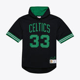 Larry Bird Boston Celtics Mesh Name & Number Short Sleeve Hoodie - Black | Mitchell & Ness discount